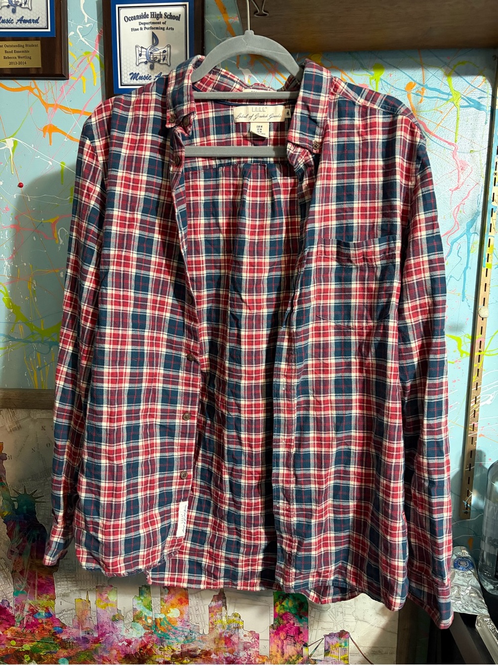 H&M Woman’s Red and Blue Plaid Button-Down Shirt